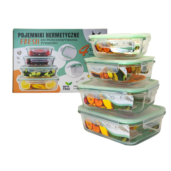 Zestaw 4 pojemników szklanych *7701