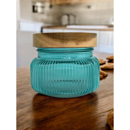 Sloik z drewnianym wieczkiem TURKUS 0,5l *5417