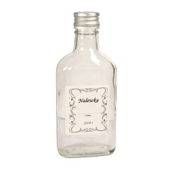 Butelka 0,2L Płaska Piesiówka z zakrętką i etykietą -1szt Butelka 0,2L Płaska Piesiówka z zakrętką i etykietą -1szt