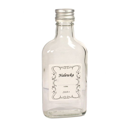 Butelka 0,2L Płaska Piesiówka z zakrętką i etykietą -1szt