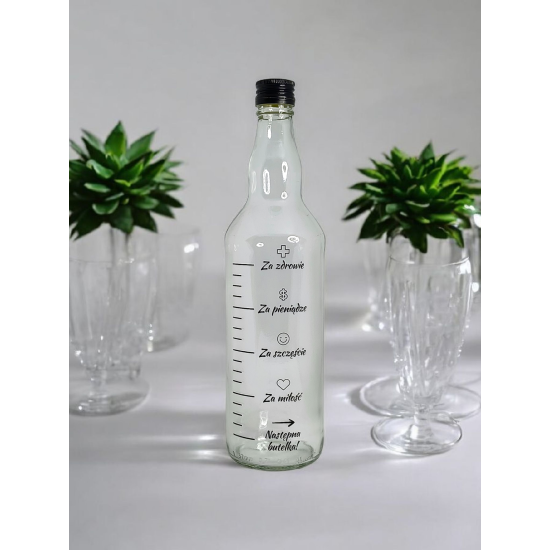 Butelka monopolowa 700 ml z nadrukiem + zakrętka Butelka monopolowa 700 ml z nadrukiem + zakrętka