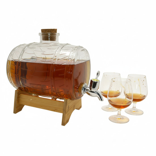 Beczułka szklana z kranikiem i podstawką 2l *6104