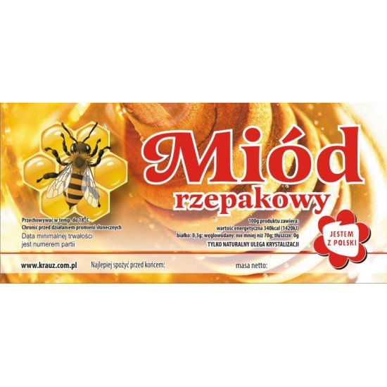 Etykieta pszczelarska - 100 szt. Wzór 1