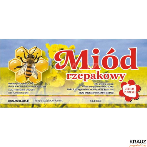 Etykieta pszczelarska - 100 szt. Wzór 3