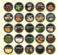 Etykiety kolorowe na przyprawy fi37 - 80szt