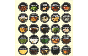 Etykiety kolorowe na przyprawy fi37 - 80szt