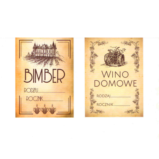 Etykiety  samoprzylepne "Retro" Wino, Bimber - 10szt