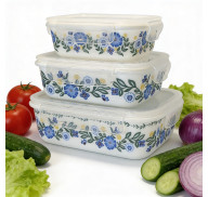 Zestaw 3 pojemników ceramicznych Kwiaty *6130
