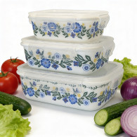 Zestaw 3 pojemników ceramicznych Kwiaty *6130