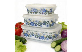 Zestaw 3 pojemników ceramicznych Kwiaty *6130