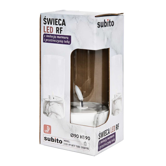 Świeca LED Marmurek z tubą 190 *8984 Świeca LED Marmurek z tubą 190 *8984