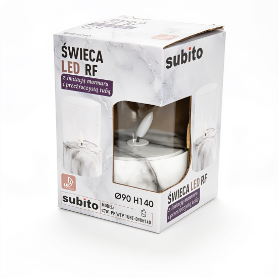 Świeca LED Marmurek z tubą 140 *8922 Świeca LED Marmurek z tubą 140 *8922