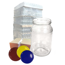 Słoik 0,9L 900ml Miód + wieczka kolor- paleta 1320 szt. Słoik 0,9L 900ml Miód + wieczka kolor- paleta 1320 szt.