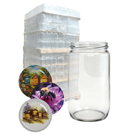 Słoik 0,72l 720ml Franko + wieczka pszczoła - paleta 1344 szt.