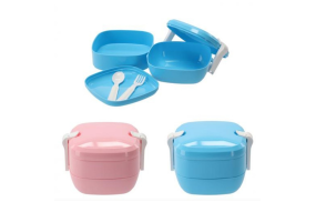 Pojemnik na kanapki DZIELONY ze sztućcami *3139