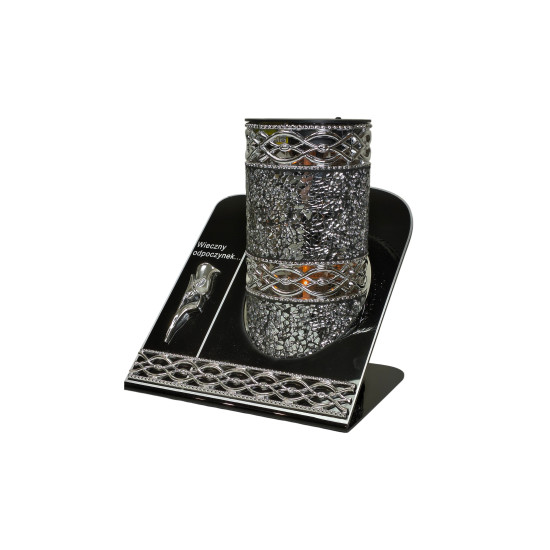 Znicz solarny Witraż VIP srebrny *0401 Znicz solarny Witraż VIP srebrny *0401