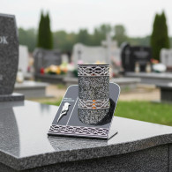 Znicz solarny Witraż VIP srebrny *0401