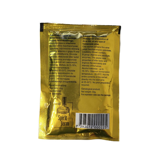 Drożdże uniwersalne z pożywką +witaminy +enzymy 40g. *0225
