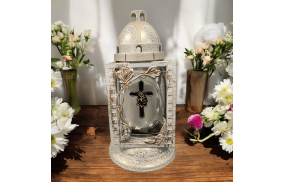 Znicz PW-45 Kapliczka - biała + krzyż